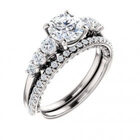 2.50 ct Ladies Round Cut Diamond  Engagement Ring Set