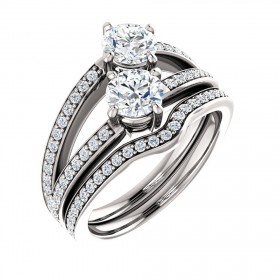 2.55 ct Ladies Round Cut Diamond Two Stone Engagement Ring