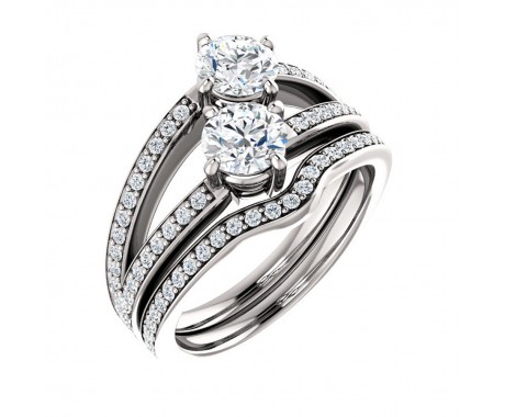 2.55 ct Ladies Round Cut Diamond Two Stone Engagement Ring