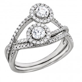 2.60 ct Ladies Round Cut Diamond Engagement Two Stone Ring