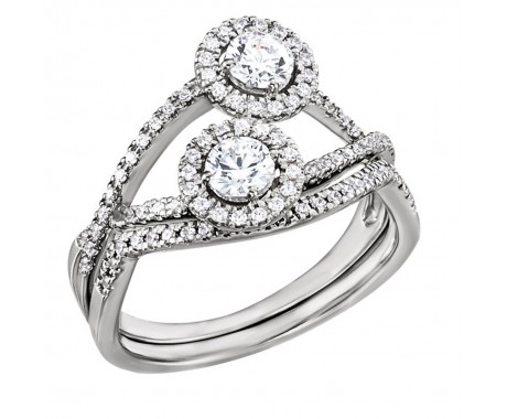 2.60 ct Ladies Round Cut Diamond Engagement Two Stone Ring