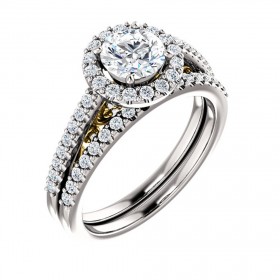 2.65 ct Ladies Round Cut Diamond Engagement Set In Two Tone