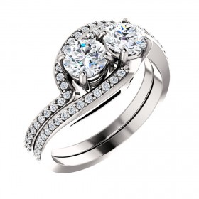 2.80 ct Ladies Round Cut Diamond Two Stone Engagement Ring