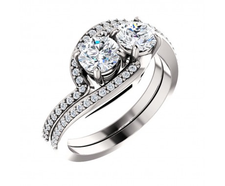2.80 ct Ladies Round Cut Diamond Two Stone Engagement Ring