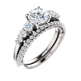 3.00 ct Ladies Round Cut Diamond Royal Engagement Set