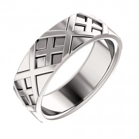 Ladies 14 Kt White Gold X-patterned Band