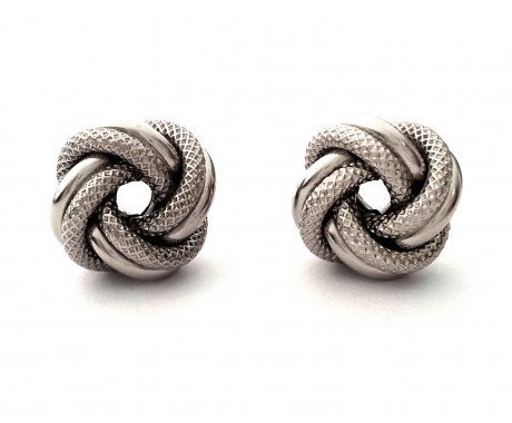Eternity Love Braid Knot Sterling Silver Stud Earrings with Push back Large