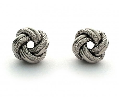 Eternity Love Braid Knot Sterling Silver Stud Earrings with Push back
