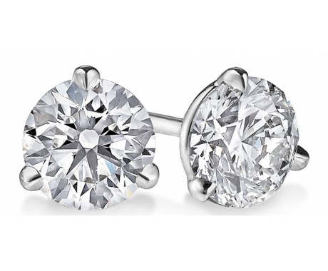 1.60 ct. Round Cut Cubic Zirconia Sterling Silver Martini Stud Earrings with Push Back