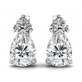 6.26 ct. Pear Cut Cubic Zirconia Solitaire Stud Earrings with Accent Stones in Sterling Silver