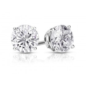 2.86 ct. Classic Round Cut Cubic Zirconia Sterling Silver Stud Earrings with Push Back