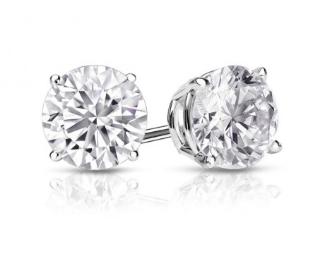 4.34 ct. Classic Round Cut Cubic Zirconia Sterling Silver Stud Earrings with Push Back