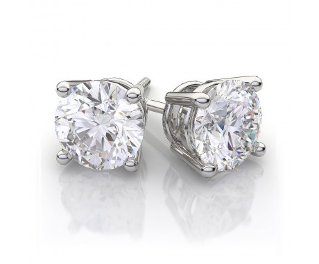 4.34 ct. Classic Round Cut Cubic Zirconia Sterling Silver Stud Earrings with Screw Back