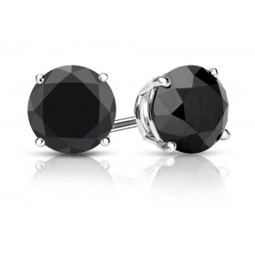 2.86 ct. Classic Round Cut Black Cubic Zirconia Sterling Silver Stud Earrings with Screw Back