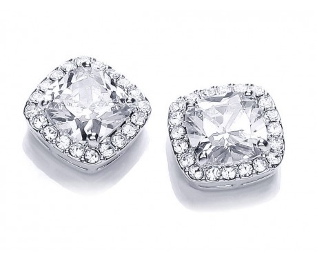 6.20 ct. Cushion Cut Cubic Zirconia Sterling Silver Stud Earrings with Pushback