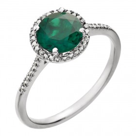 0.15 ct Ladies Diamond And Emerald Anniversary Ring