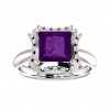 0.20 ct Ladies Diamond Round Cut And Square Amethyst Anniversary Ring