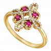 0.20 ct Ladies Round Cut Diamond And Ruby Clover Ring