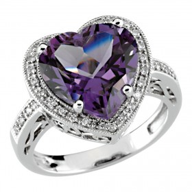 0.21 ct Ladies Diamond And Amethyst Anniversary Ring