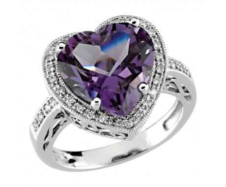 0.21 ct Ladies Diamond And Amethyst Anniversary Ring