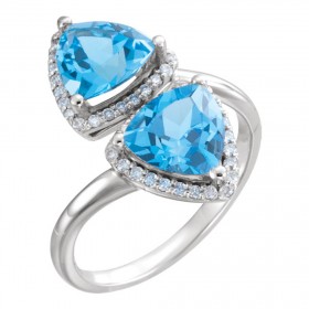 0.22 ct Ladies Round Cut Diamond And Swiss Blue Topaz Anniversary Ring