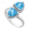 0.22 ct Ladies Round Cut Diamond And Swiss Blue Topaz Anniversary Ring