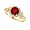 0.25 ct Ladies Round Cut Diamond And  Ruby Anniversary Ring