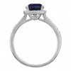 0.27 ct Ladies Round Cut Diamond And Cushion Cut Blue Sapphire Fancy Anniversary Ring