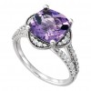 0.37 ct Ladies Round Cut Diamond and Cushion Cut Amethyst Anniversary Ring