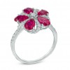 0.65 ct Ladie Diaomond Round Cut And Ruby Pear Cut  Flower Ring