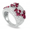 1.65 ct Ladies Round Cut Diamond And Ruby Flower Ring