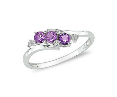 Amethyst Ring With Diamond Accents