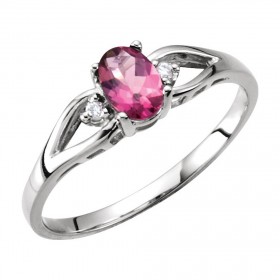 0.10 ct Ladies Diamond and Pink Tourmaline Ring