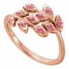 Rose Baby Pink Topaz Leaf Design Ring