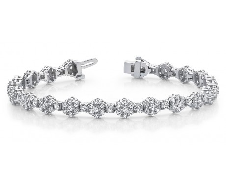 10.00 ct. Round Diamond Flower Cluster Bracelet with a Safety Clasp