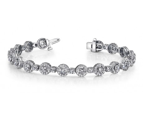 7.00 ct. Round Diamond Halo Bracelet