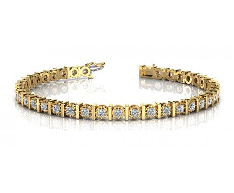 3.00 ct. Round Diamond Tennis Bracelet in 14 Kt Gold in Milgrained Prong Setting