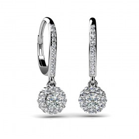 1.20 ct. Round Cut Diamond Accenting Halo Drop Earrings