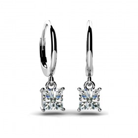 0.70 ct. Princess Cut Diamond Solitaire Drop Earrings with Lever Back
