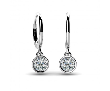 1.20 ct. Solitaire Round Diamond Bezel Set Drop Earrings