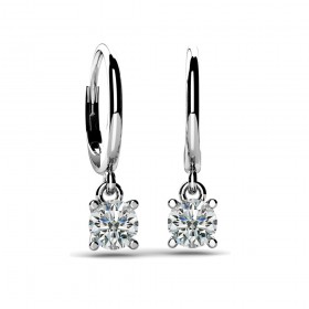 0.70 ct. Round Cut Solitaire Diamond Drop Earrings with Lever Back