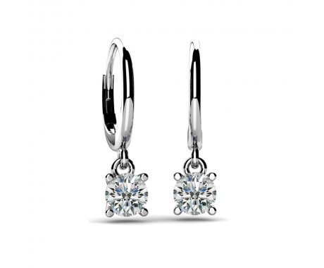 0.70 ct. Round Cut Solitaire Diamond Drop Earrings with Lever Back