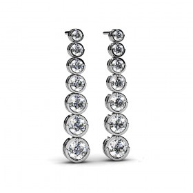 3.00 ct. Round Diamond Seven Stone Graduated Drop Journey Earrings in Bezel Setting