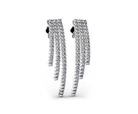 3.00 ct. Triple Row Round Diamond Graduated Drop Earrings 