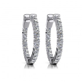 2.00 ct. Round Cut Diamond Hoop Huggie Earrings with Safety Button Lock
