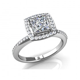 2.00 ct Princess Cut Diamond Halo Engagement Ring