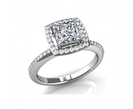 2.00 ct Princess Cut Diamond Halo Engagement Ring