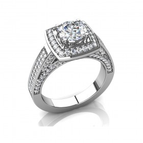 2.75 Ct Round Cut Diamond Halo Engagement Ring Accented Shank