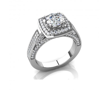 2.75 Ct Round Cut Diamond Halo Engagement Ring Accented Shank