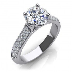 1.75 ct Round Cut Diamond Accented Solitaire Engagement Ring
